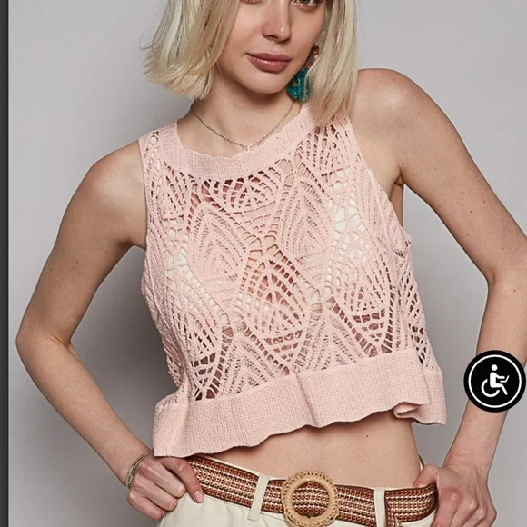 Bohemian POL Embroidered Crop Tank Top NWT - Picture 4 of 4